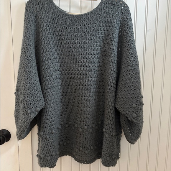 Garnet Hill Cashmere sweater Bobble-knit Grey XL cottagecore - Picture 3 of 7